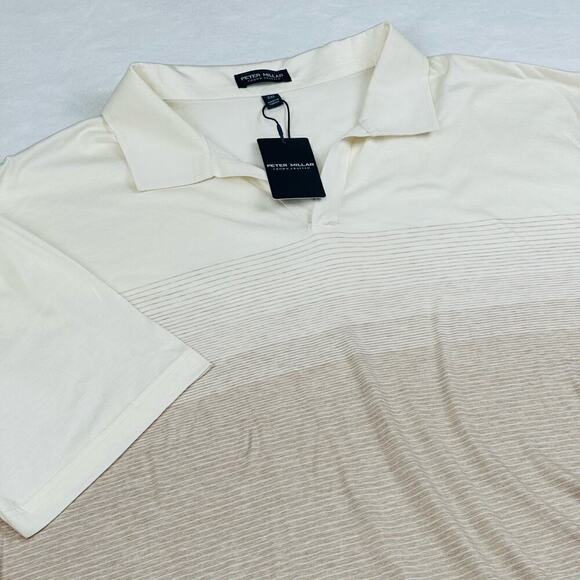 Peter Millar Men’s XXL Cream Crown Crafted Luxury Open Collar Polo Shirt $160